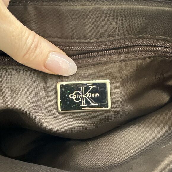 Vintage Calvin Klein Small Handbag Logo Brown Fabric Adjustable Strap - Picture 7 of 9